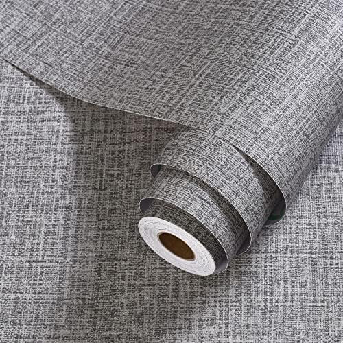 Grey Grasscloth Peel and Stick Wallpaper Gray Contact Paper 472inch Waterproof - Image 2
