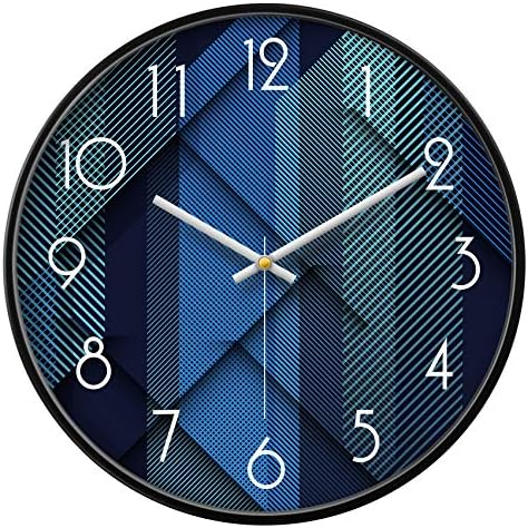 Silent Non-Ticking Analog Wall Clock, Geometric Blue Print by SCOAGE