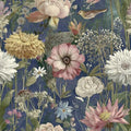 Jeweluck Vintage Floral Wallpaper Peel and Stick Dark Blue 16.9" x 118.1" by Jeweluck