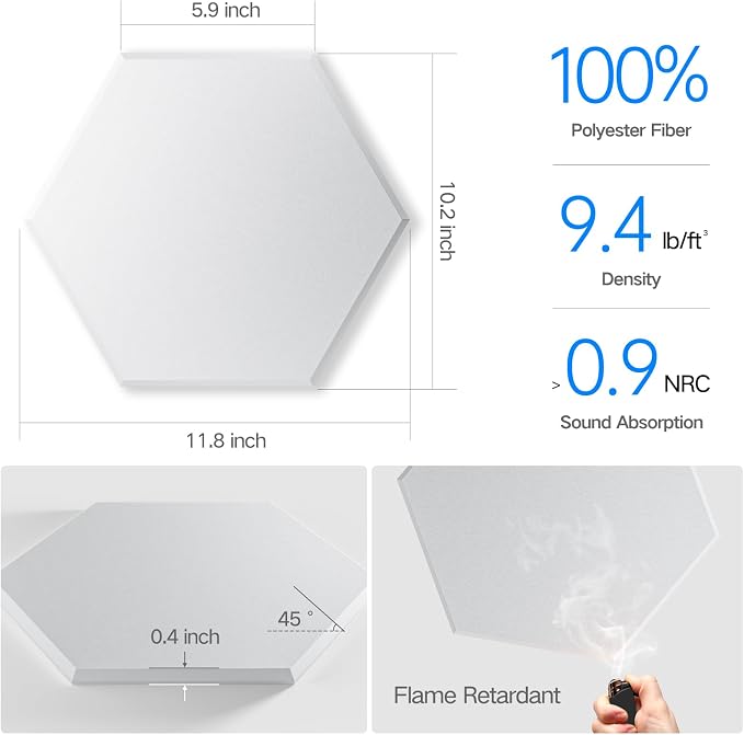 12 Pack Self-Adhesive Acoustic Panels 12" X 10" X 0.4" - Image 3