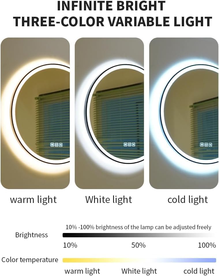 FLJ 32X32 inches Round LED Bathroom Mirror - Image 5