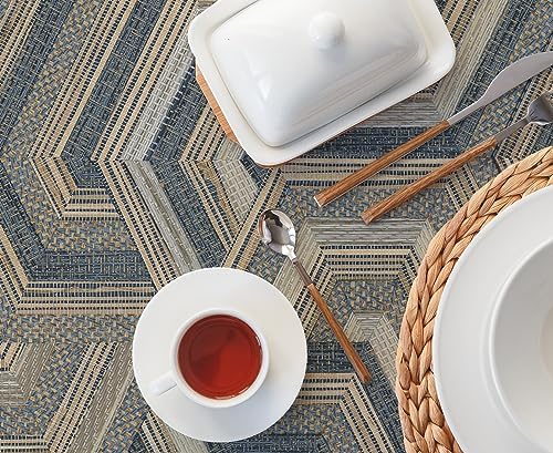 RoomMates Geo Puzzle Faux Grasscloth Peel and Stick Wallpaper - Image 6