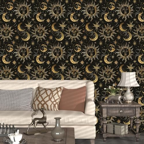 Laatse Celestial Sun Moon Wallpaper Peel and Stick 17.5"x 393" - Image 5
