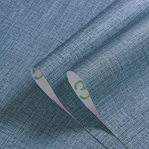 Blue Peel and Stick Wallpaper 393.7inch Textured Linen Contact Paper - Image 3