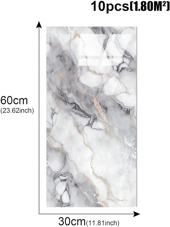 10pcs Thick Marble Peel and Stick Waterproof Wall Panels, Heat-Resistant - Image 4