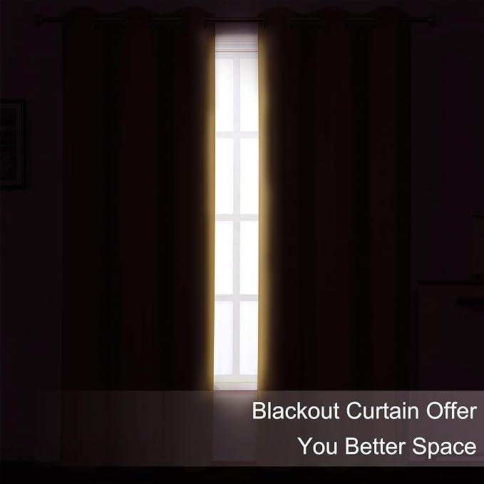LEMOMO Mustard Yellow Thermal Blackout Curtains/42 x 95 Inch/Set of 2 Panels - Image 3
