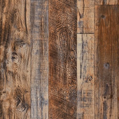 WENMER 23.6" x 1180" Brown Wood Wallpaper Peel and Stick Shiplap Self Adhesive by WENMER