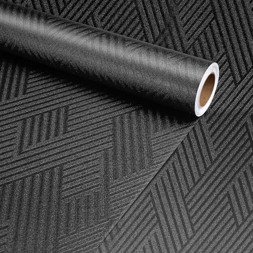 Decotalk 30"x120" Textured Peel and Stick Wallpaper Black Geometric by Decotalk