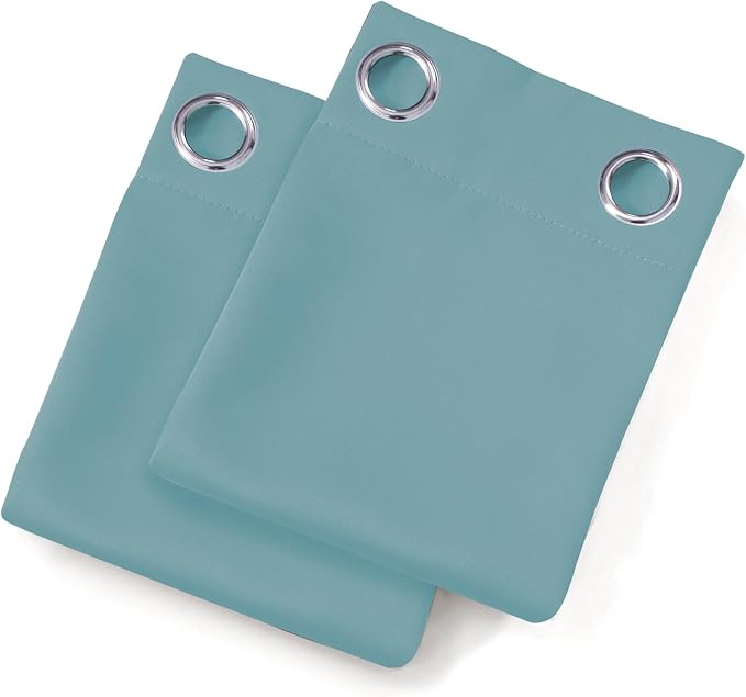 LEMOMO Stone Blue Blackout Curtains/38 x 54 Inch/Set of Two Panels Grommet - Image 9