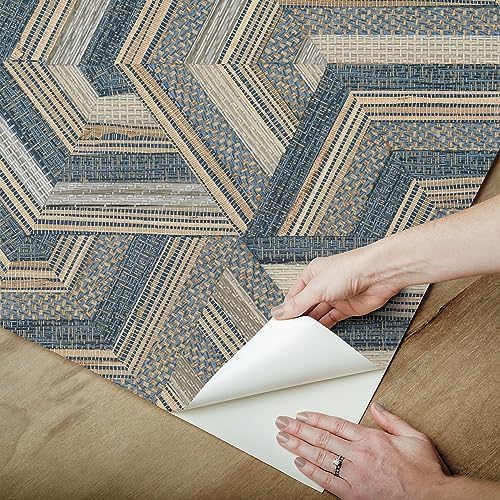 RoomMates Geo Puzzle Faux Grasscloth Peel and Stick Wallpaper - Image 3
