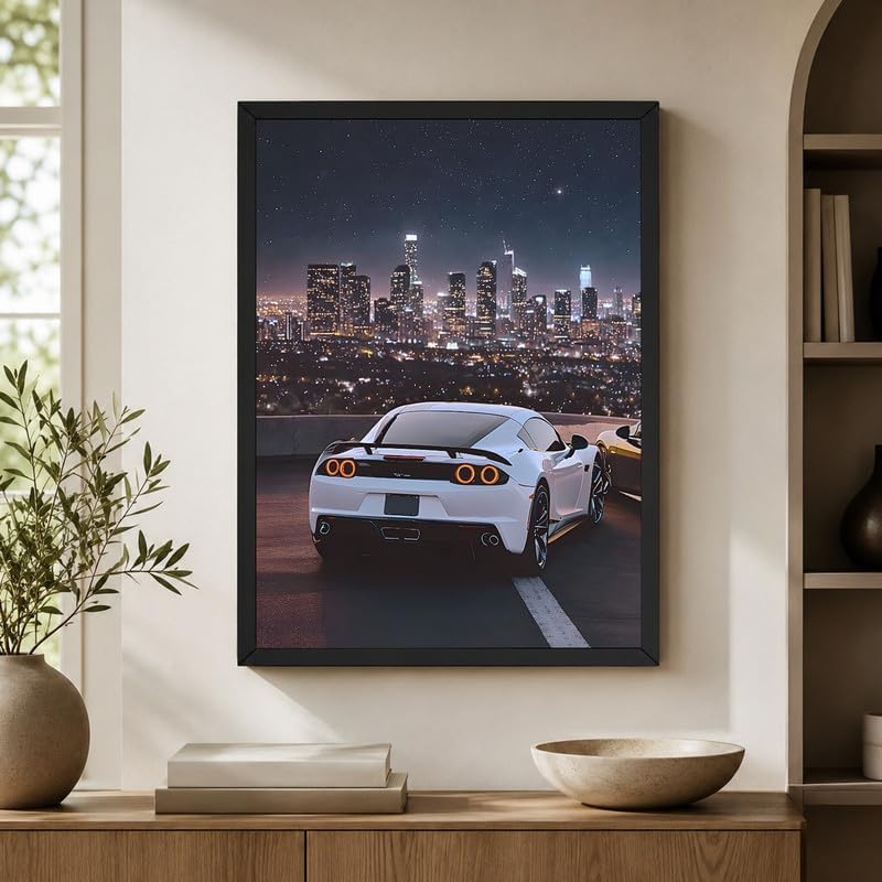 InkFlow Posters City Skyline Sports Car Canvas Poster - Image 6