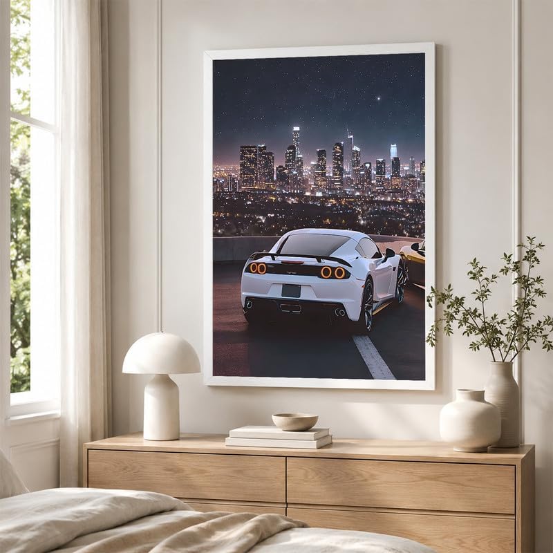 InkFlow Posters City Skyline Sports Car Canvas Poster - Image 3