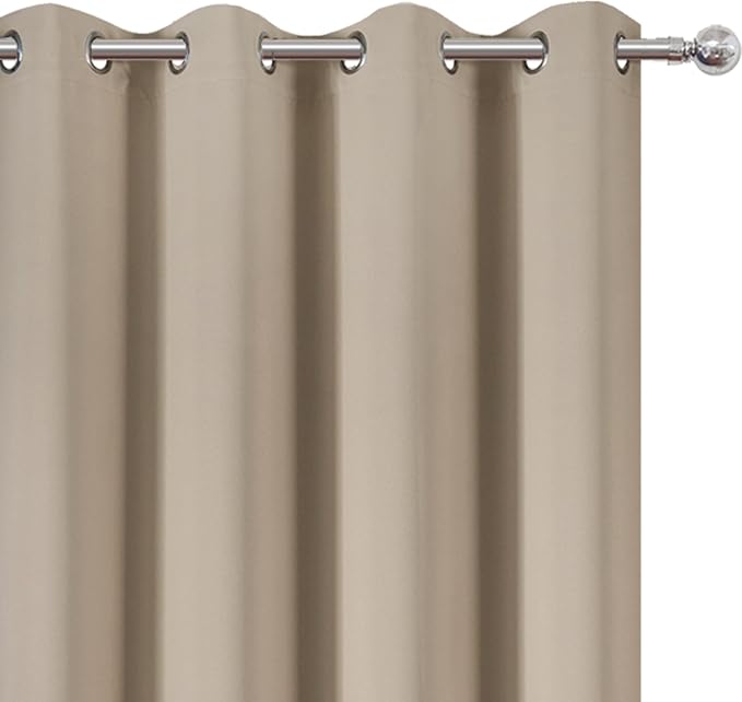 LEMOMO Blackout Curtains 66 x 72 Inch Long Khaki Curtains Set of 2 Panels Room - Image 6