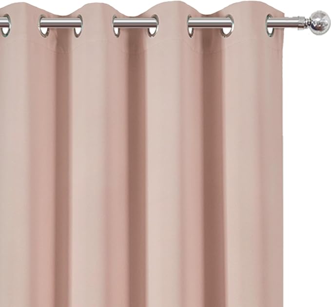 LEMOMO Blackout Curtains 66 x 72 Inch Long Blush Curtains Set of 2 Panels Room - Image 6