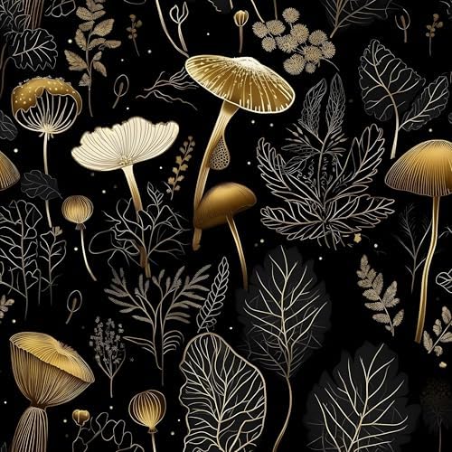 Laatse Dark Mushroom Wallpaper Peel and Stick 17.5" x 118" by Laatse