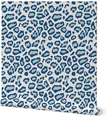 Spoonflower Leopard Skin Blue Peel and Stick Removable Wallpaper by Spoonflower