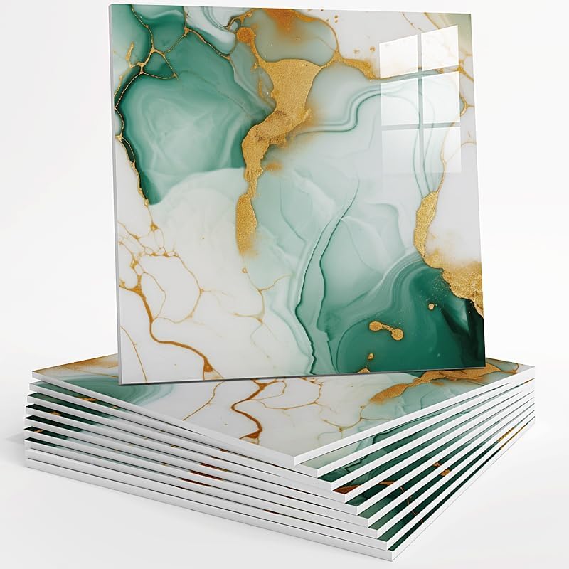 10pcs Peel and Stick Tile Shower Waterproof Marble Tiles Wall Panels, by Unknown