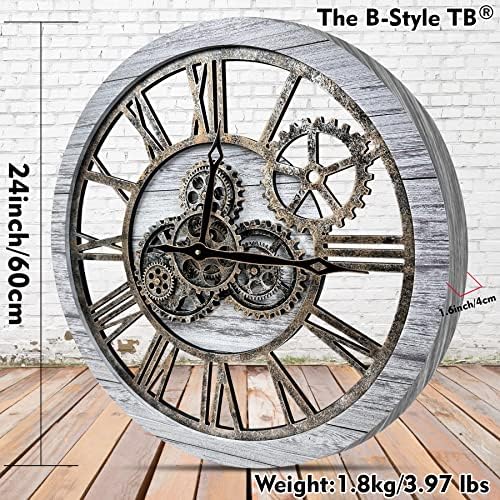 The B-Style Large Wall Clock 24 inch Moving Gear Wall Clock Oversized Vintage - Image 6