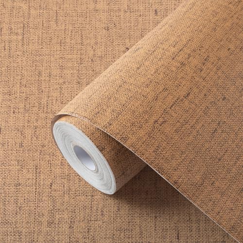 Brown Grasscloth Wallpaper Peel and Stick 393.7" Textured Brown Contact Paper by Akywall
