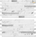 AULIGET Faux Stone Peel and Stick Backsplash, PVC Mixed Metal Wall Tiles Stick by AULIGET