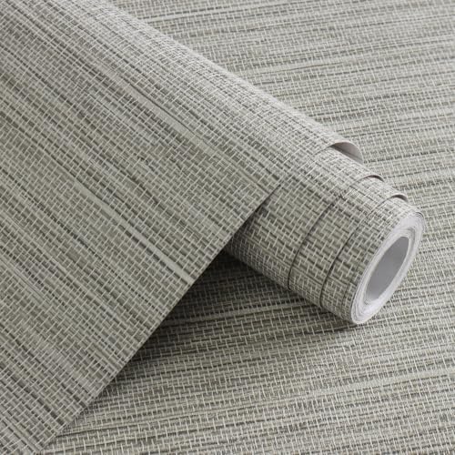 Grasscloth Peel and Stick Wallpaper Faux Linen 17.3in x 196.8in by lenify