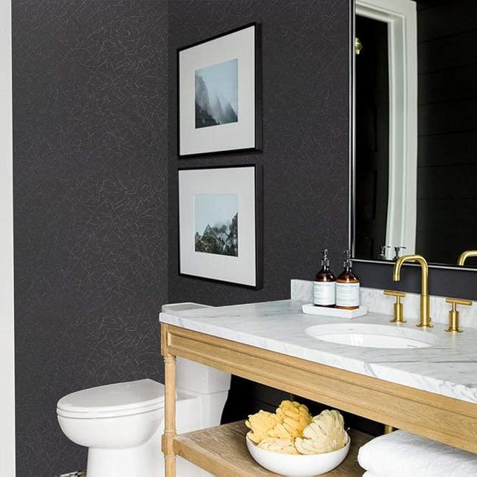 15.7" X 118" Black Silk Wallpaper Embossed Self Adhesive Peel and Stick - Image 6