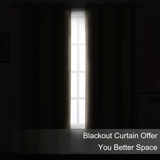 LEMOMO Khaki Thermal Blackout Curtains/38 x 63 Inch/Set of 2 Panels Room - Image 3