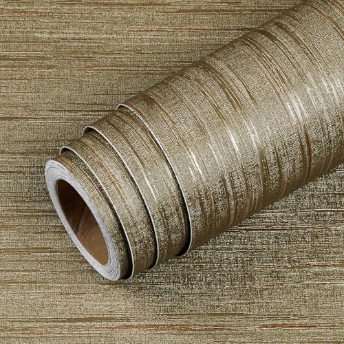 Livelynine 15.8x394 Luxury Gold Textured Wallpaper Peel and Stick Grass Cloth - Image 7