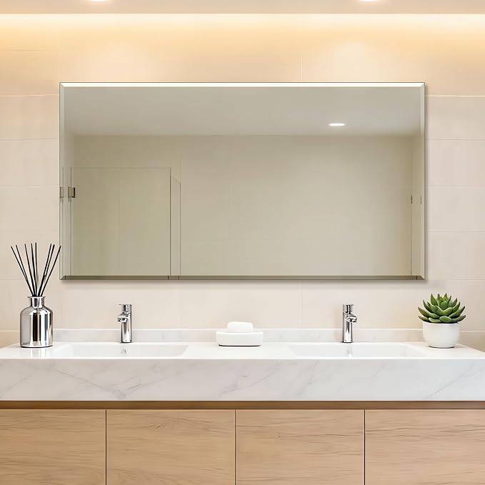 Ruomeng Frameless Mirror for Wall, 55x30 Inch Bathroom Vanity Mirror Farmhouse - Image 2