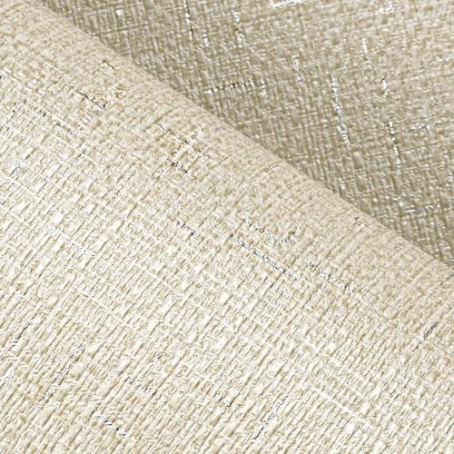 FunStick Grasscloth Wallpaper Peel and Stick Textured Beige Contact Paper by FunStick