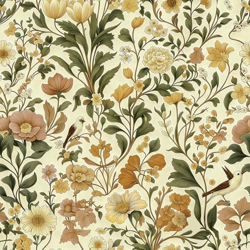 Jeweluck Floral Peel and Stick Wallpaper Bird Wall Paper 16.9" x 118.1" by Jeweluck