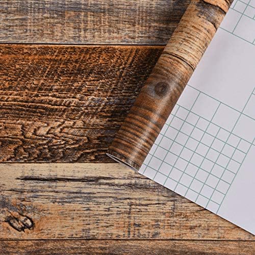 WENMER 11.8" x 197" Brown Wood Wallpaper Peel and Stick Wallpaper Shiplap Self - Image 6