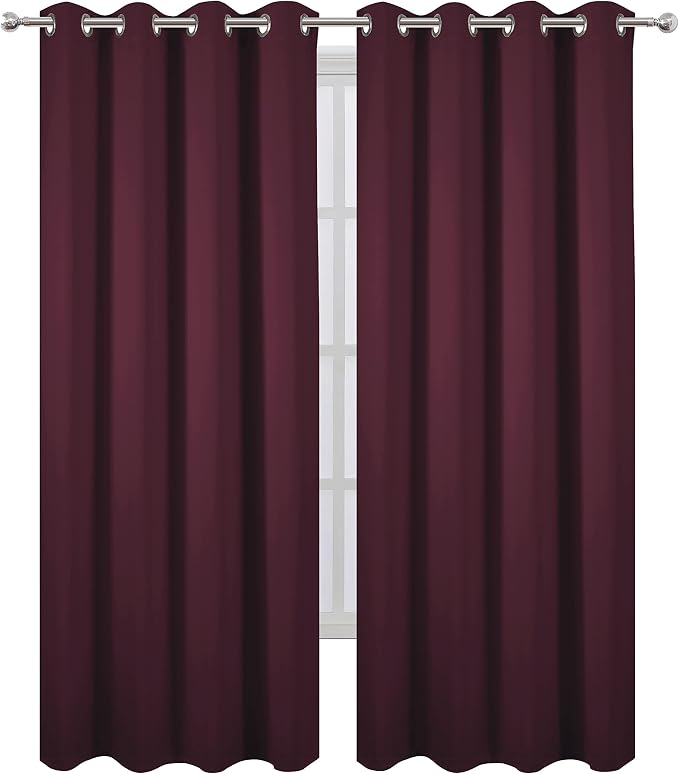 LEMOMO Burgundy Red Thermal Blackout Curtains/52 x 95 Inch/Set of 2 Panels Room - Image 2