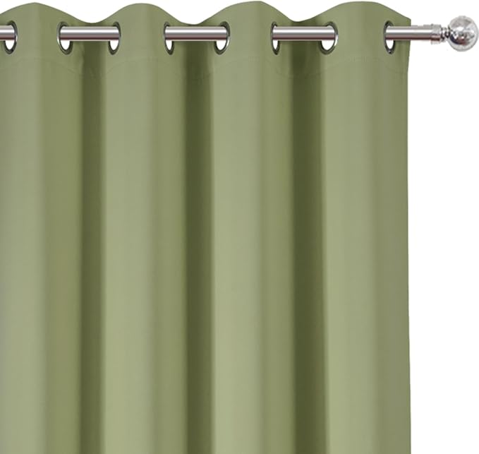 LEMOMO Blackout Curtains 52 x 90 inches Long Sage Green Curtains Set of 2 - Image 6