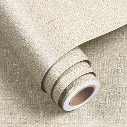 FunStick Beige Textured Grasscloth Peel and Stick Wallpaper Neutral 16"x80" - Image 6