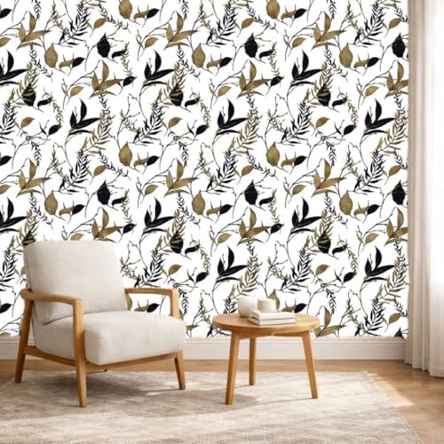 Black and Brown Leaf Peel and Stick Wallpaper 17.7in x 213in - Image 5
