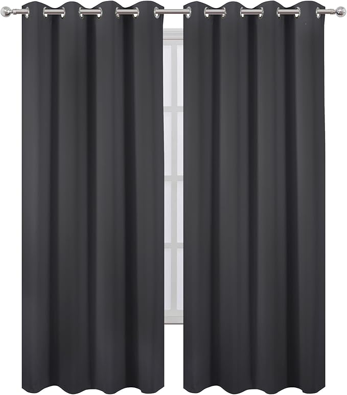 LEMOMO Blackout Curtains 66 x 95 inch/Dark Grey Curtains Set of 2 - Image 2