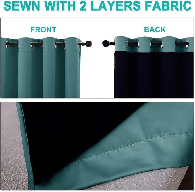 NICETOWN Full Shading Curtains 90" Long 2 Panels Set - Image 5