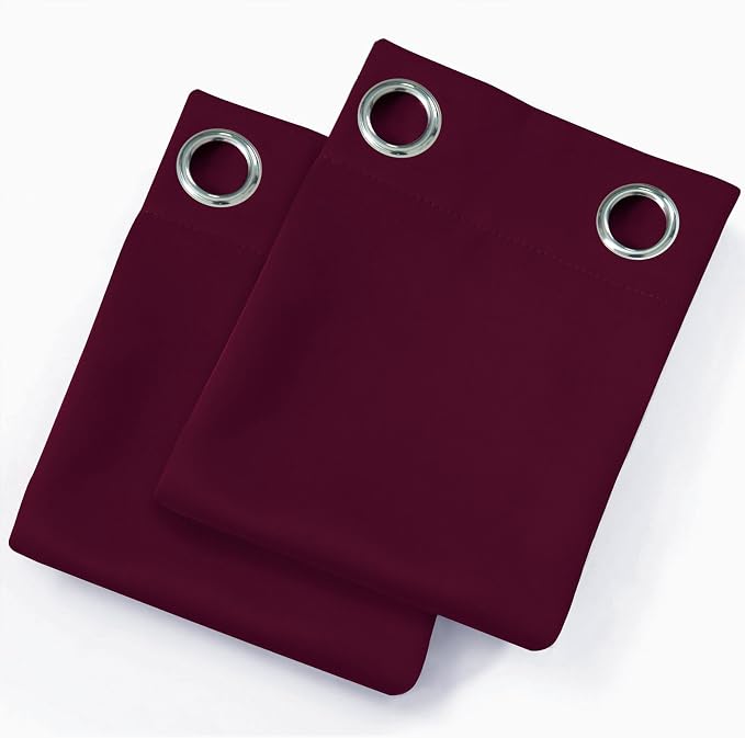 LEMOMO Blackout Curtains 52 x 120 Inch Long Burgundy Red Curtains Set of 2 - Image 9