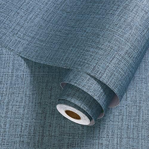 Blue Grasscloth Wallpaper Peel and Stick 472inch Textured Linen Contact Paper - Image 2