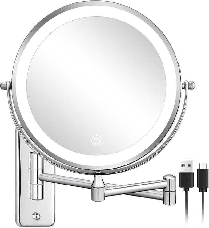 DECLUTTR Wall Mounted Lighted Makeup Mirror, Rechargeable 1X/15X Magnifying by DECLUTTR