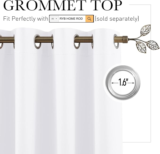 RYB HOME Room Dividers Curtains White - Image 2