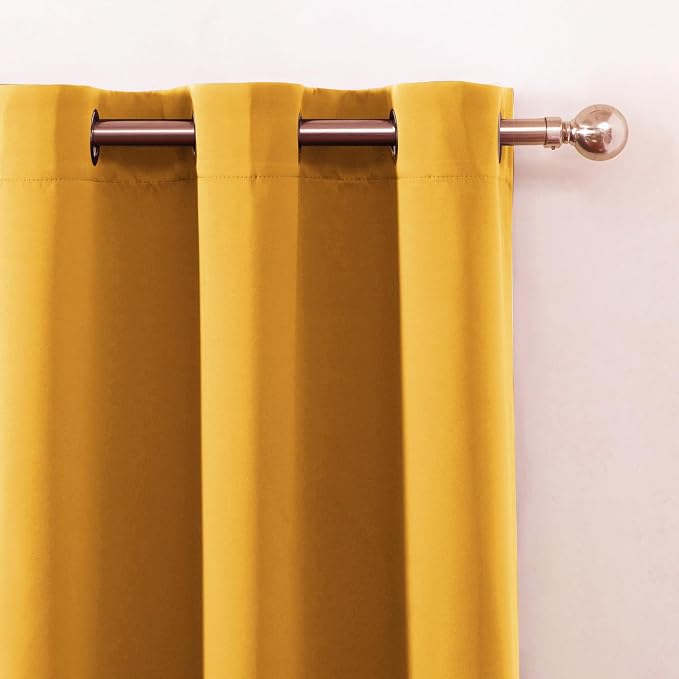 LEMOMO Blackout Curtains 52 x 90 Inch Long Yellow Curtains Set of 2 Panels Room - Image 6