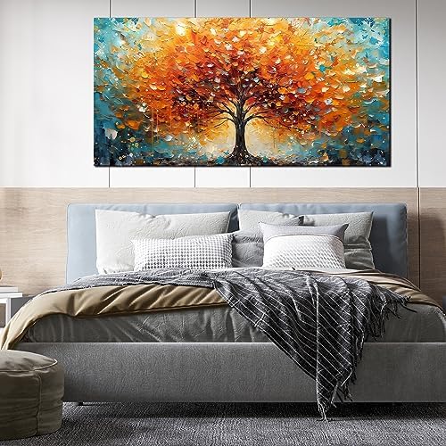 Zoyotago Large Canvas Wall Art Orange Yellow Tree Picture Modern Canvas Prints - Image 5