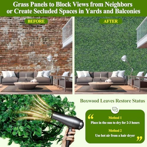 25 Pack Artificial Grass Wall 10x10" UV Resistant Faux Panels - Image 5