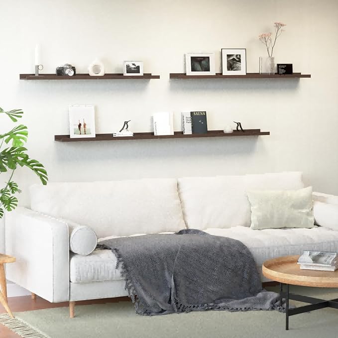 Boswillon 55.1 Inches Long Floating Shelves, 2 Set Rustic Wall Shelf - Image 2