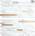 AULIGET 20 Sheets Faux Stone White Marble Peel and Stick Backsplash, PVC Mixed by AULIGET