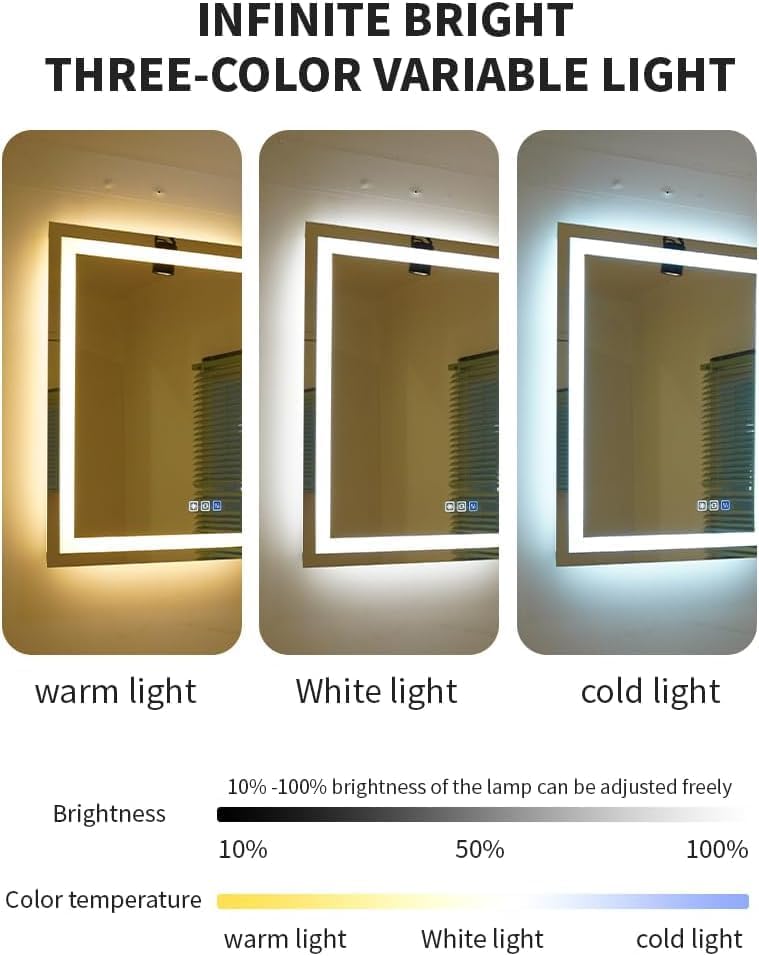 FLJ 20x28 inch Rectangular LED Bathroom Mirror - Image 7