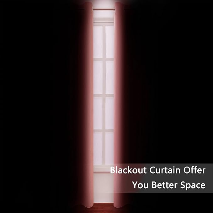 LEMOMO Blackout Curtains 52 x 84 inch/Coral Curtains Set of 2 Panels/Thermal - Image 3