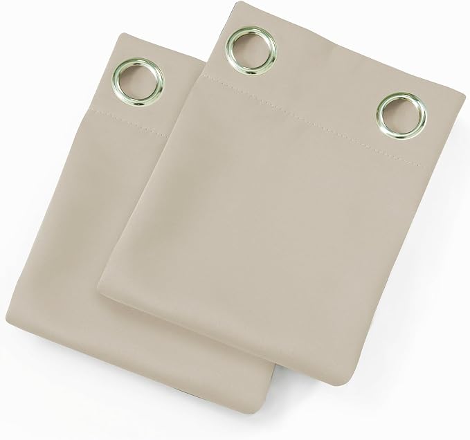 LEMOMO Blackout Curtains 66 x 54 Inch Long Light Beige Curtains Set of 2 Panels - Image 9
